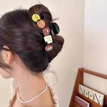 Новый милый мультфильм печенье коготь для волос для женщин девочек креативное украшение для волос прекрасный зажим для волос коготь шпилька забавные аксессуары для волос