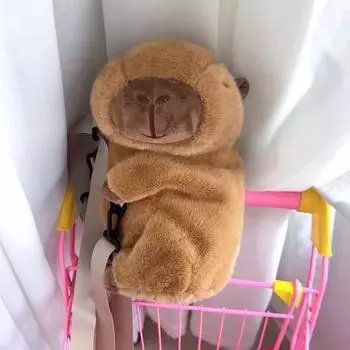 Новый милый плюшевый рюкзак Capybara Crossbody Bag Сумка Мягкая Capybara Школьная сумка Дети День рождения Рождественский фестиваль Подарки коричневый