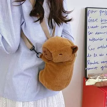 Новый милый плюшевый рюкзак капибара, сумка через плечо, мягкая школьная сумка капибара для детей, подарки на день рождения, Рождественский фестиваль Style 1
