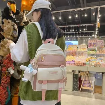 Новый милый рюкзак, кошельки, женские водонепроницаемые нейлоновые школьные сумки для книг, небольшой дизайнерский рюкзак для девочек-подростков, женская дорожная сумка синий