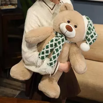 Новый милый шарф плюшевый мишка мягкая игрушка рождественский медведь украшение новогодняя декоративная подушка вечеринка вязаный шарф кукла праздничный подарок 50CM