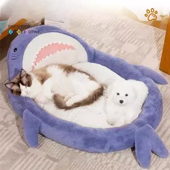 Новый милый спальный коврик для акулы, собачье гнездо, кошачье гнездо, удобное осенне-зимнее теплое утолщенное гнездо для домашних животных, устойчивое к царапинам S (50 * 40)