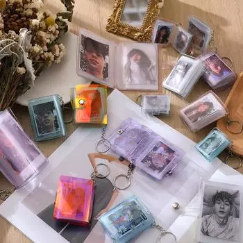 Новый мини-фотоальбом, 1 дюйм, 2 дюйма, прозрачный фотоальбом, брелок для ключей, карман для хранения фотографий, органайзер для визиток, держатель для карточек 2.5*3.5cm