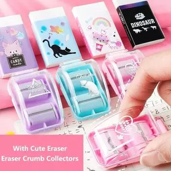 Новый мини-ластик для очистки пыли с ластиком, ластик, сборщик крошек, канцелярские принадлежности, школьные канцелярские товары, подарок для студентов, настольная подметальная машина синий