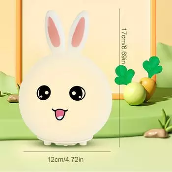 Новый мини-ночник в виде кролика Креативная гостиная Кормить детскую спальню Милый светильник Slap с регулируемой яркостью для рабочего стола, мультяшный подарок WHITE