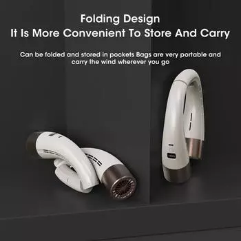 Новый мини-вентилятор для шеи, портативный безлопастной подвесной шейный вентилятор емкостью 2400 мАч, перезаряжаемый охладитель воздуха, 5 скоростей, с дисплеем, складные мини-вентиляторы для спорта белый