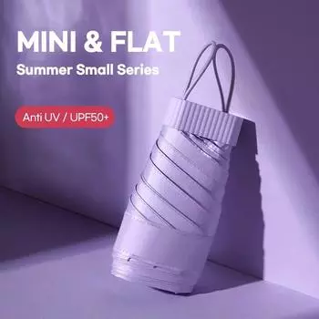 Новый мини-зонт для девочек, карманный УФ-защита от солнца, шесть складных маленьких зонтов для женщин, ветрозащитный зонт, прочный оранжевый