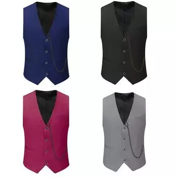 Новый многоцветный модный жилет для выпускного вечера, мужской формальный жилет в стиле ретро, пояс без рукавов, аксессуары, однотонный деловой жилет, мужской жилет 6XL чёрный