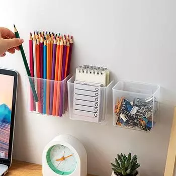 Новый многофункциональный самоклеящийся настенный держатель для ручек и карандашей для маркеров, ящик для хранения инструментов для макияжа, настольный органайзер для канцелярских принадлежностей C 9x5.5x3cm