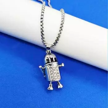 Новый мобильный подвесной робот, мужское уличное ожерелье в стиле хип-хоп, женская цепочка для свитера из нержавеющей стали серебряный
