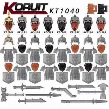 Новый MOC Властелин Колец Солдат Гном Армия Фигурки Доспехи Стражник Воин Средневековые Рыцари Строительные Блоки Кирпичики игрушки подарки