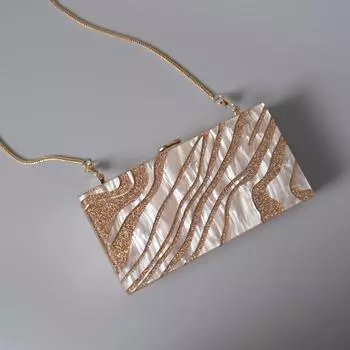 Новый модный аксессуар, женская полосатая сумка, акриловая Золотая сумочка с блестками, ужин, женская свадебная вечерняя сумка, модная вечеринка, кошелек-клатч 19.2CM золотой