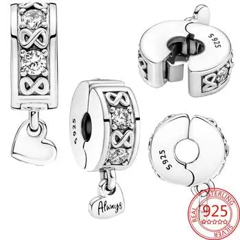 Новый модный браслет из стерлингового серебра 925 пробы, семейный клип с паве, подходит для модного браслета, ювелирные изделия своими руками, аксессуары для браслетов