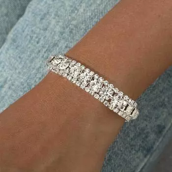 Новый модный браслет со стразами, полный бриллиантовый браслет для невесты, свадебная одежда, свадебные аксессуары, женский высококачественный блестящий браслет Silver Plated