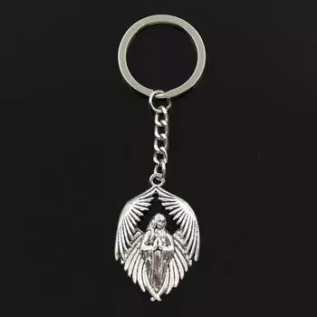 Новый модный брелок 43x27 мм, подвески «Ангел Мария», «сделай сам», мужские ювелирные изделия, автомобильный брелок, кольцо, держатель, сувенир для подарка серебряный