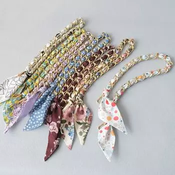 Новый модный бренд женские сумки аксессуары цепи съемный цветочный принт золото серебро металл шелк плечевой ремень женщины DIY цепи ручки сумки 60CM бежевый