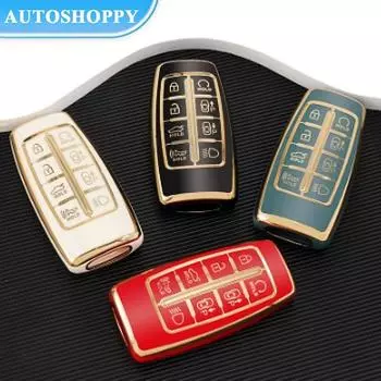 Новый модный чехол для дистанционного ключа из ТПУ для Hyundai Genesis G80 GV70 GV80 2019 2020, 8 кнопок, защитный брелок без ключа, аксессуары чёрный