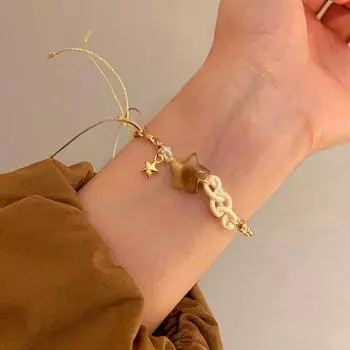 Новый модный дизайн, плетеный регулируемый браслет с маленькой звездочкой и кисточкой, женские украшения