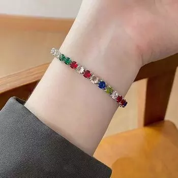 Новый модный дизайн с цветным цирконом, регулируемый персональный браслет для женщин