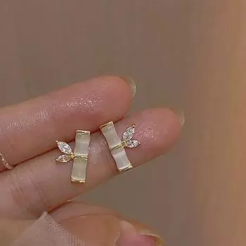 Новый модный дизайн, серебряные иглы, высококачественные сине-белые бамбуковые серьги, серьги в античном стиле 1 pair белый