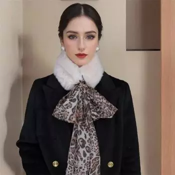 Новый модный и универсальный осенне-зимний шарф, мохнатый шарф, шарф с леопардовым принтом, высококачественный шарф для защиты шеи, теплый и уютный