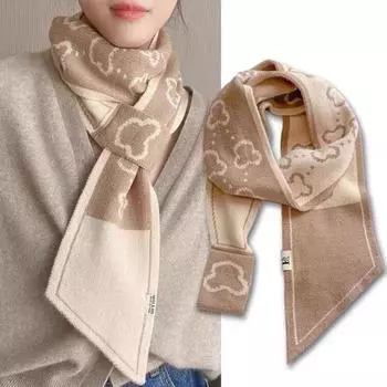 Новый модный кашемировый вязаный шарф для женщин, зимние длинные узкие шарфы с принтом, роскошный шейный галстук-шарф чёрный