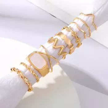 Новый модный комплект колец, индивидуальное универсальное кольцо для девочек, роскошное элегантное индивидуальное кольцо, очаровательное кольцо с волнами, резьба, скручивание, простое кольцо золотой