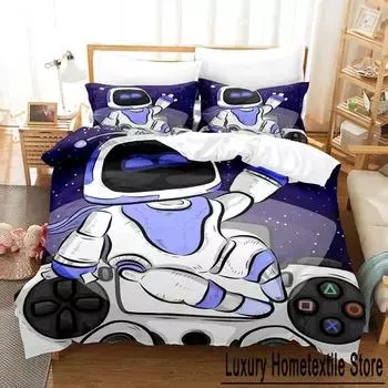 Новый модный комплект постельного белья с 3D-печатью ASTRO BOT, комплект из трех предметов с рисунком из мультфильма «Аниме», для взрослых и детей, для спальни, пододеяльник, наборы домашнего текстиля EU Single 135x200cm