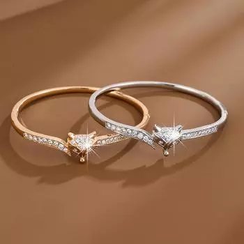 Новый модный легкий роскошный креативный браслет с лисой, индивидуальный дизайн, простой микроинкрустированный циркон, милый, сладкий, универсальный браслет на каждый день золотой