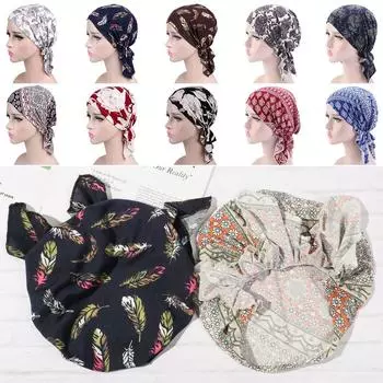 Новый модный мусульманский шарф, шляпа от рака и химиотерапии, печатный головной убор, тюрбан, шапка-тюрбан 2