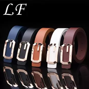 Новый модный мужской и женский ремень Mary, универсальный нейтральный золотой ремень с гладкой пряжкой 110cm