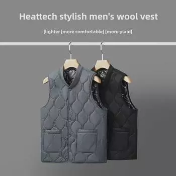 Новый модный мужской жилет из шерсти с бейсбольным воротником — легкий, теплый и утолщенный для осени/зимы XL (Recommended 70-80 kg)