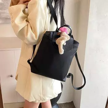 Новый модный однотонный школьный рюкзак, фактурный рюкзак для девочек, женский рюкзак, красивая дорожная сумка, студенческая сумка Without pendant чёрный