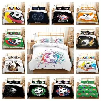 Новый модный пододеяльник Комплект домашних кроватей Футбол Роскошные постельные принадлежности Чехол Костюм 2/3 шт Домашний текстиль UK Single 135x200cm