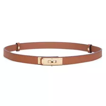 Новый модный простой пояс со стальной пряжкой для женщин, универсальный регулируемый тонкий поясной ремень из коровьей кожи для брюк Length 105cm width 1.8cm чёрный