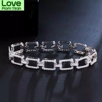 Новый модный прямоугольный браслет из стерлингового серебра 925 пробы для женщин, подарок на годовщину, ювелирные изделия оптом S7025