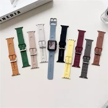 Новый модный резиновый ремешок для часов «H» для Apple Watch Ultra 2/1 (49мм) Серия S9 8 7 6 5 4 3 2 1 SE SE2 (45мм 44мм 41мм 40мм 42мм 38мм) Мягкий ремешок для часов For 42/44/45/49mm серый