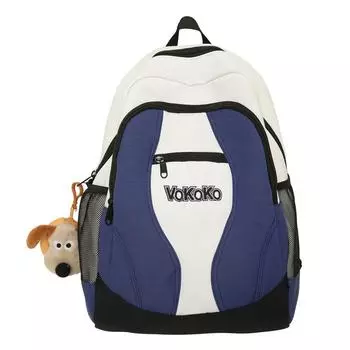 Новый модный рюкзак контрастного цвета, повседневный рюкзак с буквенным принтом, школьные рюкзаки для мужчин и женщин, простой рюкзак большой вместимости Without pendant синий