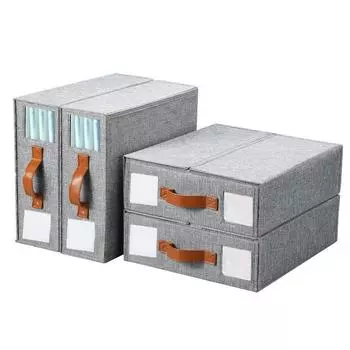 Новый модный складной ящик для хранения простыней, имитация хлопкового льна, шкаф для хранения вещей с этикеткой, ящик для хранения 38*32*12cm серый