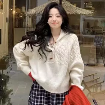 Новый модный свободный вязаный свитер с капюшоном для женщин, простой пуловер с длинным рукавом, зимние свитера для женщин, элегантные винтажные повседневные теплые трикотажные джемперы 25329 One Size