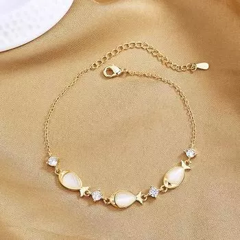 Новый модный темпераментный опаловый браслет с рыбками для женщин Ins Cold Wind Niche Design Simple Girlfriends Jewelry High-end Sense