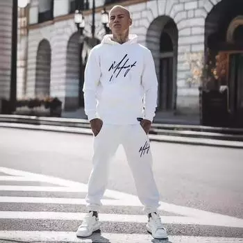 Новый модный трансграничный мужской зимний комплект с капюшоном с добавлением бархата и утолщенным уличным спортом и стилем отдыха S фиолетовый