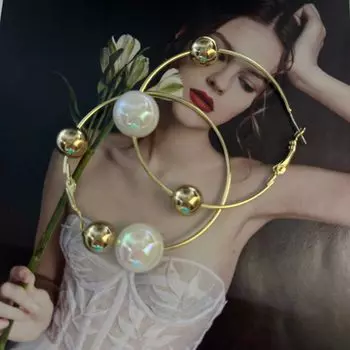 Новый модный тренд, круглые преувеличенные элегантные нежные жемчужные серьги, женские ювелирные украшения, ужин, танцевальная вечеринка, подарок, оптовая продажа