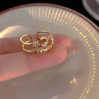 Новый модный тренд, уникальный дизайн, легкий, роскошный, изысканный, элегантный, с цирконами, кольцо с луной, женские ювелирные изделия, подарок для вечеринки, оптовая продажа