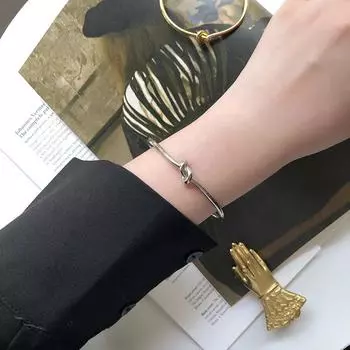 Новый модный универсальный легкий роскошный галстук-узел Lover Knot из титановой стали с покрытием из 18-каратного золота, браслет для женщин