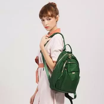 Новый модный женский дорожный рюкзак из нейлона, прочный, большой емкости, на молнии, школьная сумка, водонепроницаемая женская сумка через плечо зелёный