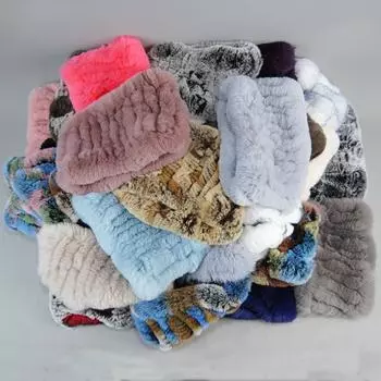 Новый модный зимний женский шарф из натурального меха кролика рекс, хорошие эластичные вязаные повязки на голову из натурального меха, вязаные шарфы с кольцами из натурального меха для девочек Good elastic темных джунглях зеленый