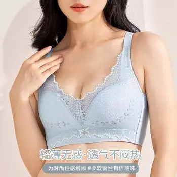 Новый молочный эластичный хлопок с отверстиями в чашке кружево дышащий закрытый сбоку большой бюстгальтер маленький тонкий без стального кольца удобный чехол для бюстгальтера 75B чёрный