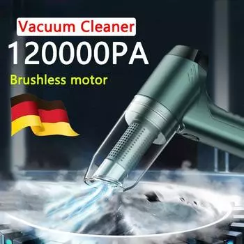 Новый мощный автомобильный пылесос 120000pa Беспроводной портативный робот-пылесос Мини-домашний открытый с разделением на влажную и сухую чистку клавиатуры Очистка автомобиля Brushless upgrade black