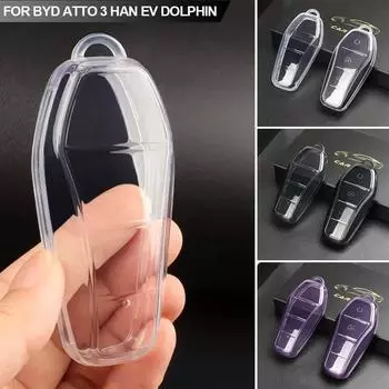 Новый мягкий чехол для автомобильного ключа из ТПУ для BYD Atto 3 Han EV Dolphin с 4 кнопками, защитный чехол для пульта дистанционного управления, автомобильные аксессуары фиолетовый